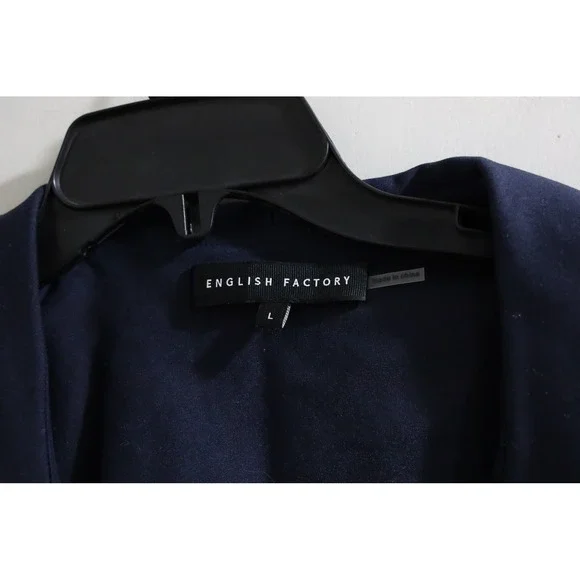 English Factory Navy Scallop Collar Button-Front Mini Dress - Picture 3 of 5